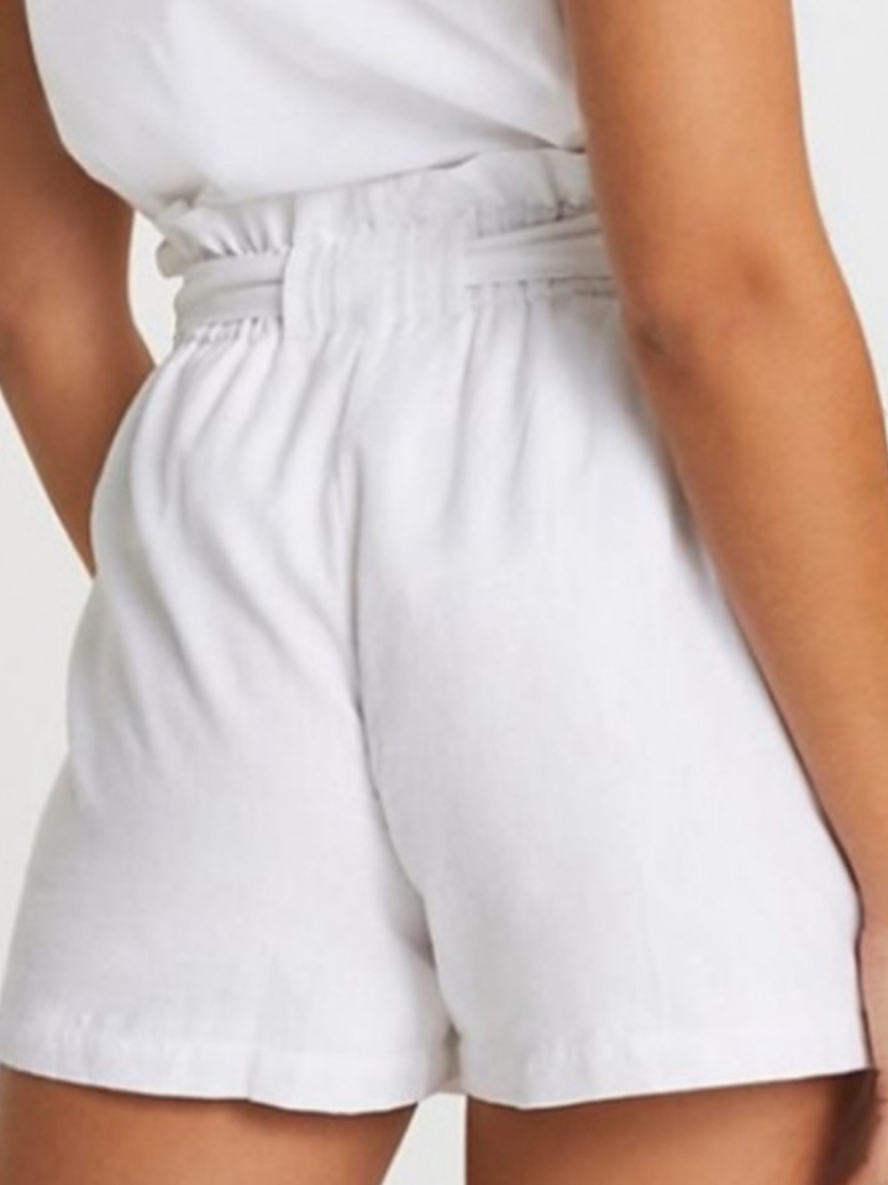 River Island NWT White High Waist Cotton Linen Blend Embroidered Shorts- Size 10 - Picture 3 of 6
